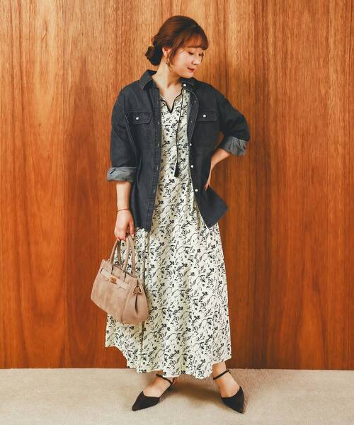 le.coeur blanc（ルクールブラン）の「フラワーモチーフスキッパーワンピース（ワンピース・レディース・ホワイト系その他2/ブラック系その他・38）」の12枚目の写真