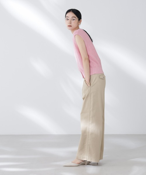 NANO universe(ナノユニバース)の「ペーパーヤーン畦ニットベスト(ベスト・レディース・チャコール/ピンク/オフホワイト・FREE)」の16枚目の写真