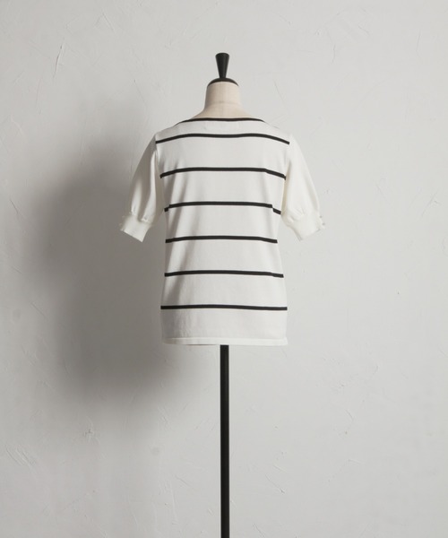 tocco closet(トッコ クローゼット)の「【ZOZO限定】袖パールアシンメトリーリボンニットトップス(ニット/セーター・レディース・オフホワイト/ネイビー/ホワイト×ブラック/その他/ピンク/ブルー・M)」の11枚目の写真