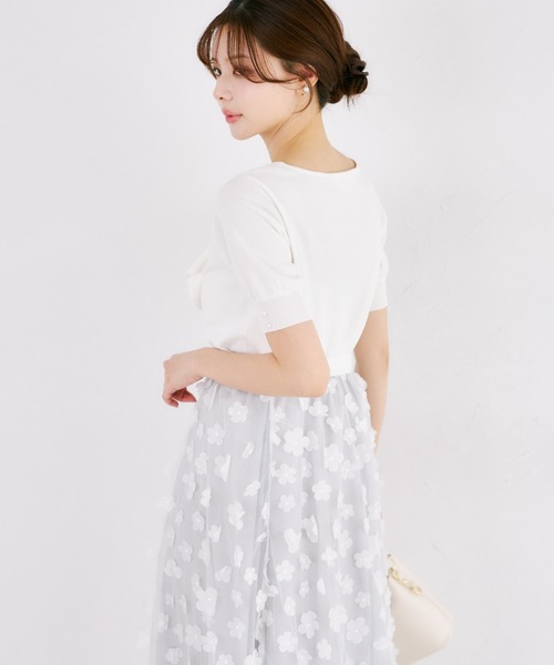 tocco closet(トッコ クローゼット)の「【ZOZO限定】袖パールアシンメトリーリボンニットトップス(ニット/セーター・レディース・オフホワイト/ネイビー/ホワイト×ブラック/その他/ピンク/ブルー・M)」の22枚目の写真