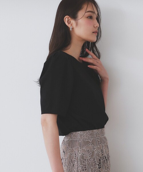 index(インデックス)の「《7色展開/XS-LLサイズ》多機能タックスリーブトップス【汗ジミ防止/吸水速乾/接触冷感/UVケア/洗濯機洗い可】(Tシャツ/カットソー・レディース・ネイビー/ブラウン系その他/ホワイト系5/ナチュラル/ボルドー/チャコール/ブラック系7・40/38/36/42/34)」の3枚目の写真