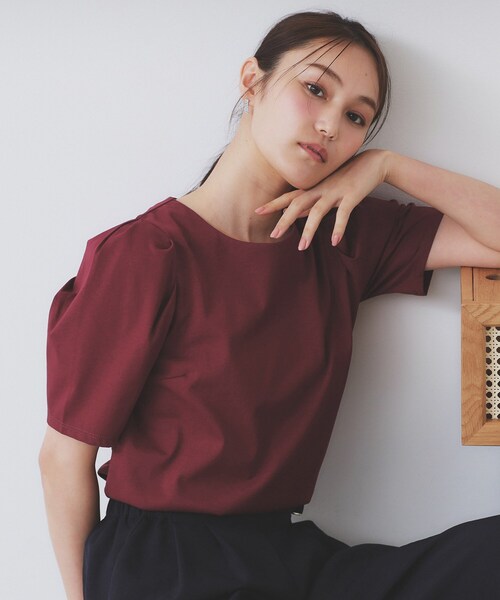 index(インデックス)の「《7色展開/XS-LLサイズ》多機能タックスリーブトップス【汗ジミ防止/吸水速乾/接触冷感/UVケア/洗濯機洗い可】(Tシャツ/カットソー・レディース・ネイビー/ブラウン系その他/ホワイト系5/ナチュラル/ボルドー/チャコール/ブラック系7・40/38/36/42/34)」の7枚目の写真