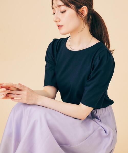 index(インデックス)の「《7色展開/XS-LLサイズ》多機能タックスリーブトップス【汗ジミ防止/吸水速乾/接触冷感/UVケア/洗濯機洗い可】(Tシャツ/カットソー・レディース・ネイビー/ブラウン系その他/ホワイト系5/ナチュラル/ボルドー/チャコール/ブラック系7・40/38/36/42/34)」の13枚目の写真