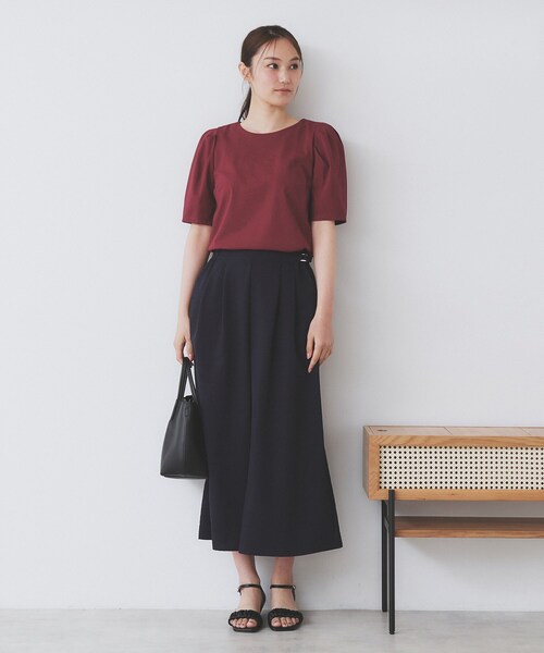 index(インデックス)の「《7色展開/XS-LLサイズ》多機能タックスリーブトップス【汗ジミ防止/吸水速乾/接触冷感/UVケア/洗濯機洗い可】(Tシャツ/カットソー・レディース・ネイビー/ブラウン系その他/ホワイト系5/ナチュラル/ボルドー/チャコール/ブラック系7・40/38/36/42/34)」の21枚目の写真