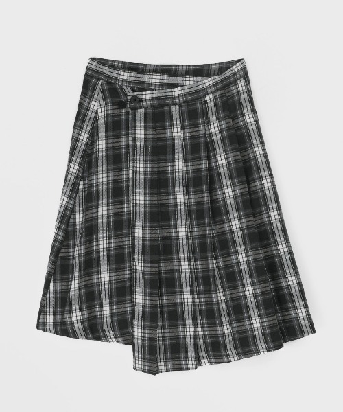 BLACKUP（ブラックアップ）の「[MADE] プリーツチェックラップミディスカート（スカート・レディース・グレー/ネイビー・FREE）」の11枚目の写真