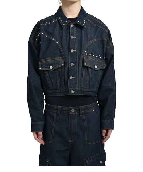 NUBIAN（ヌビアン）の「【PURPLE STAIN】SPRAY LOGO DENIM