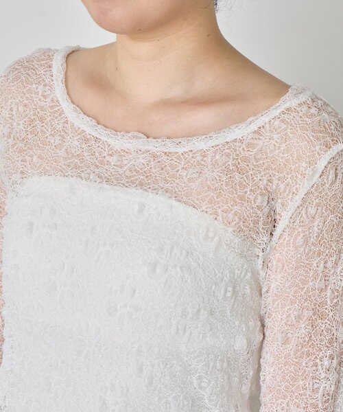 Jena espace merveilleux(ジェナ エスパスメルヴェイユ)の「レースシアーカットソー(Tシャツ/カットソー・レディース・ブラウン/オフホワイト/ブラック・FREE)」の4枚目の写真