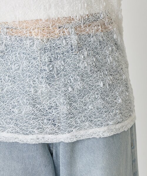 Jena espace merveilleux(ジェナ エスパスメルヴェイユ)の「レースシアーカットソー(Tシャツ/カットソー・レディース・ブラウン/オフホワイト/ブラック・FREE)」の6枚目の写真