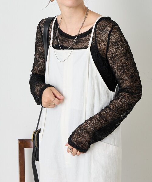 Jena espace merveilleux(ジェナ エスパスメルヴェイユ)の「レースシアーカットソー(Tシャツ/カットソー・レディース・ブラウン/オフホワイト/ブラック・FREE)」の14枚目の写真