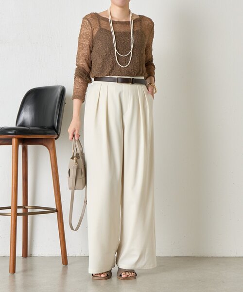 Jena espace merveilleux(ジェナ エスパスメルヴェイユ)の「レースシアーカットソー(Tシャツ/カットソー・レディース・ブラウン/オフホワイト/ブラック・FREE)」の19枚目の写真