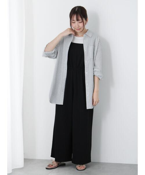 Te chichi TERRASSE(テチチテラス)の「オーバーサイズチェックシャツ(シャツ/ブラウス・レディース・オフホワイト/ネイビー/ブラウン・F)」の10枚目の写真