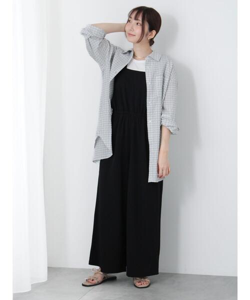 Te chichi TERRASSE(テチチテラス)の「オーバーサイズチェックシャツ(シャツ/ブラウス・レディース・オフホワイト/ネイビー/ブラウン・F)」の11枚目の写真