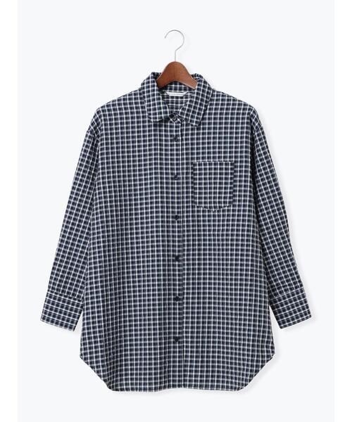 Te chichi TERRASSE(テチチテラス)の「オーバーサイズチェックシャツ(シャツ/ブラウス・レディース・オフホワイト/ネイビー/ブラウン・F)」の14枚目の写真