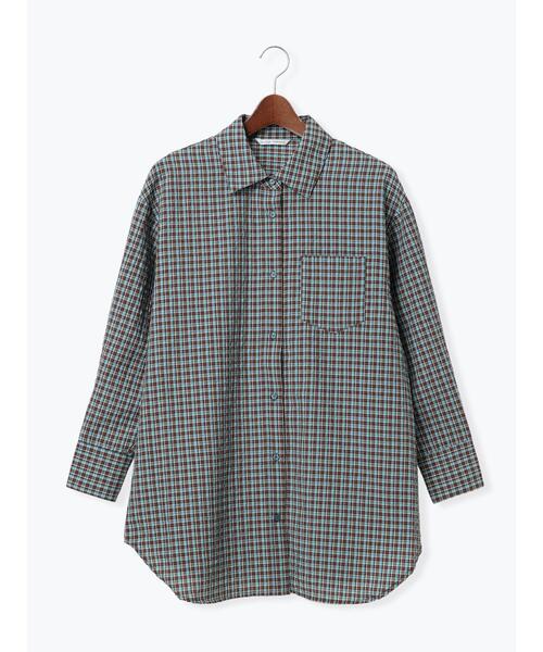 Te chichi TERRASSE(テチチテラス)の「オーバーサイズチェックシャツ(シャツ/ブラウス・レディース・オフホワイト/ネイビー/ブラウン・F)」の15枚目の写真