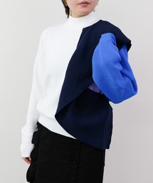 DOLLUPOOPS | 配色フリルハイネックニットトップス(ニット/セーター)