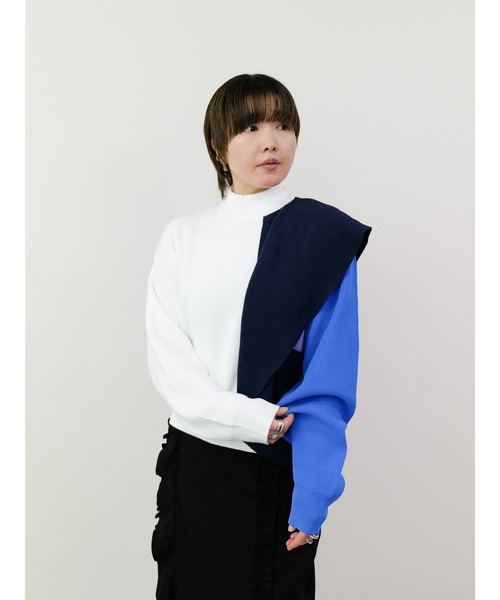 DOLLUPOOPS（ドールアップウップス）の「配色フリルハイネックニットトップス（ニット/セーター・レディース・チャコールグレー/ブラック/オフホワイト・38）」の17枚目の写真