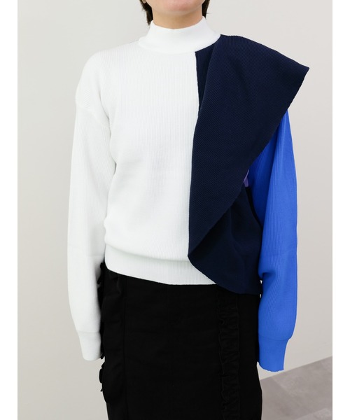 DOLLUPOOPS（ドールアップウップス）の「配色フリルハイネックニットトップス（ニット/セーター・レディース・チャコールグレー/ブラック/オフホワイト・38）」の18枚目の写真