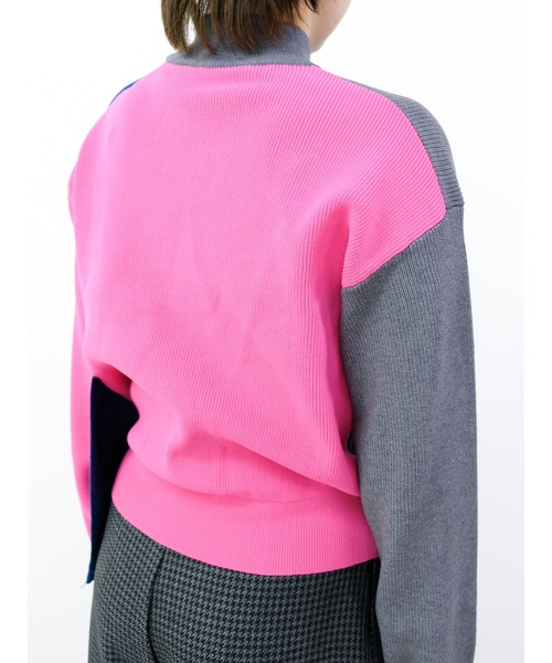 DOLLUPOOPS（ドールアップウップス）の「配色フリルハイネックニットトップス（ニット/セーター・レディース・チャコールグレー/ブラック/オフホワイト・38）」の13枚目の写真