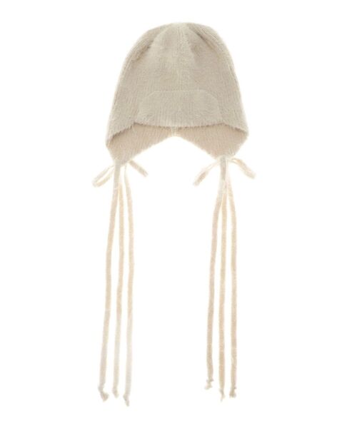 jouetie（ジュエティ）の「シャギーリボンビーニー（ニットキャップ/ビーニー・レディース・ピンク/アイボリー/ブラック・FREE）」の9枚目の写真