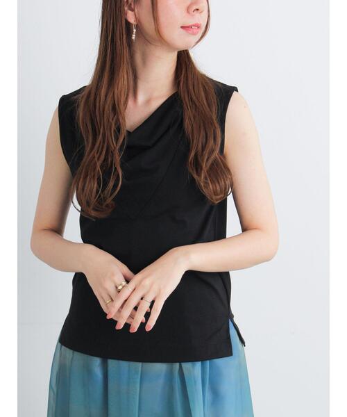 Te chichi(テチチ)の「ドレープネックノースリーブトップス(Tシャツ/カットソー・レディース・イエロー/ブラック/グレー・F)」の1枚目の写真