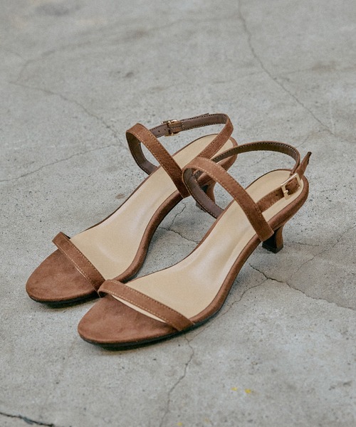 GLOBAL WORK（グローバルワーク）の「らくっション細線ヒールサンダル/571202（サンダル・レディース・ブラック/アイボリー系7/ダークブラウン・LARGE/MEDIUM）」の3枚目の写真