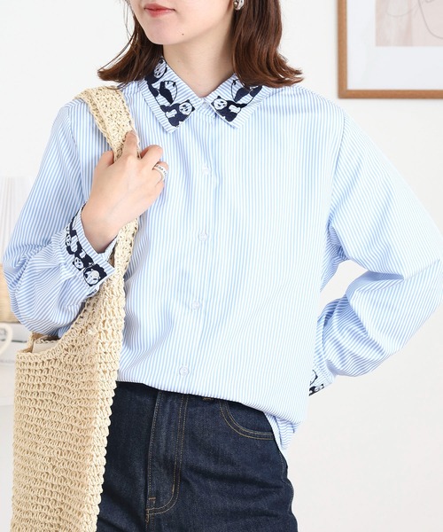 パンダ刺繍シャツ（シャツ/ブラウス）｜Quelle Chance（ケルシャンス