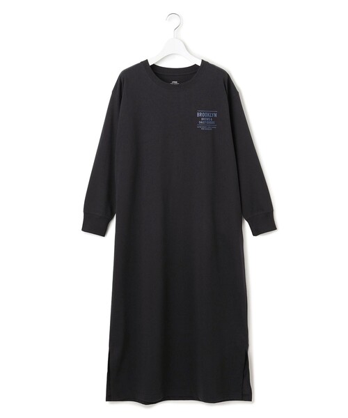 J.PRESS YORK STREET(ジェイプレスヨークストリート)の「【WOMEN】カフェロゴプリント ワンピース(ドレス・レディース・ダークブラウン系/ブラック系/ライトグレー系・F)」の1枚目の写真