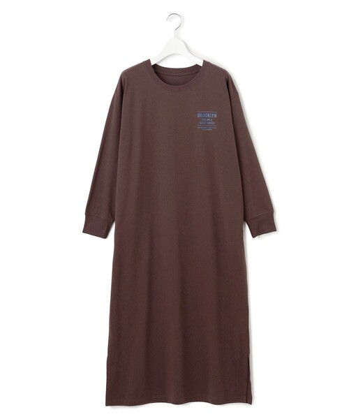 J.PRESS YORK STREET(ジェイプレスヨークストリート)の「【WOMEN】カフェロゴプリント ワンピース(ドレス・レディース・ダークブラウン系/ブラック系/ライトグレー系・F)」の4枚目の写真