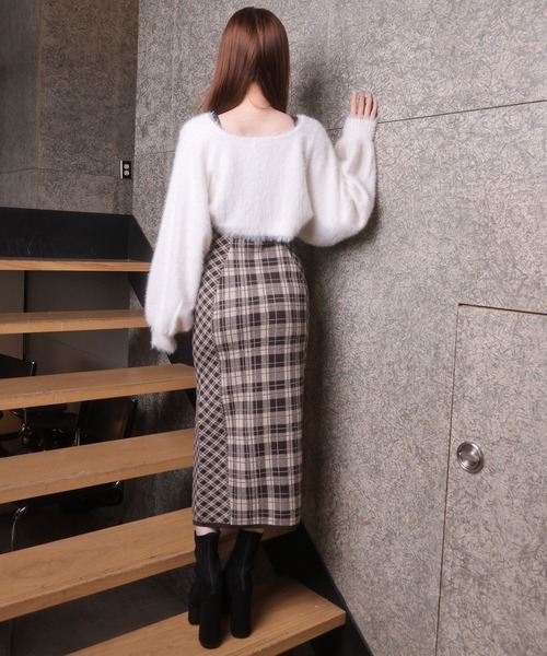 セール】【WEB限定】フェザーチェックアンサンブルロングワンピース