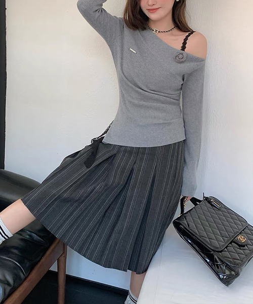 gossip!ロサンゼルス(ゴシップロサンゼルス)の「スクールガール風プリーツスカート(スカート・レディース・グレー・M/L/S)」の1枚目の写真