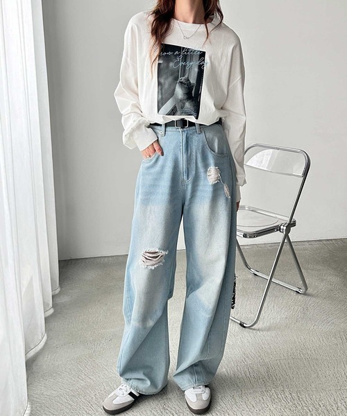 GeeRA(ジーラ)の「アソートデザインフォトプリントロンT(Tシャツ/カットソー・レディース・ホワイト系その他/チャコール/オフホワイト/グレー系その他・MEDIUM/LARGE)」の8枚目の写真