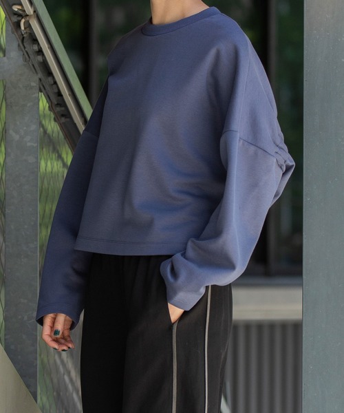 Munich(ミューニック)の「コットンダンボールニットバックシャーリングプルオーバー(Tシャツ/カットソー・レディース・ブラック/キャメル/ブルー・FREE)」の18枚目の写真