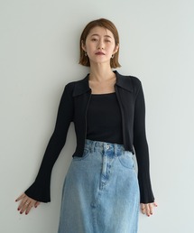 YECCA VECCA | 【2点SET】キャミセット襟付きZIPカーディガン(カーディガン/ボレロ)