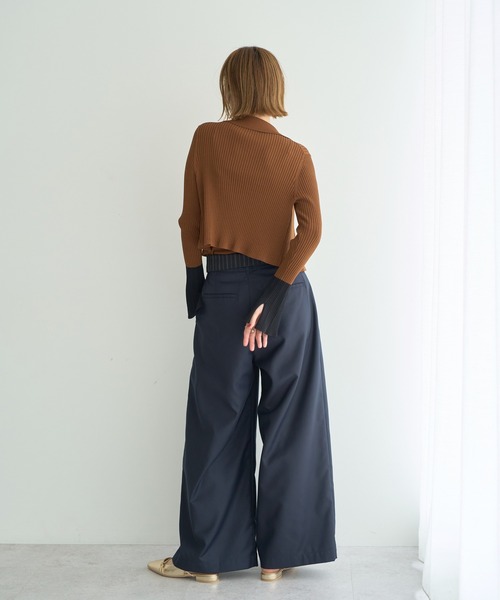 YECCA VECCA（イェッカヴェッカ）の「【2点SET】キャミセット襟付きZIPカーディガン（カーディガン/ボレロ・レディース・キャメル/アイボリー/ブラック・FREE）」の14枚目の写真