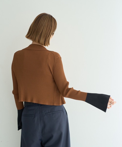 YECCA VECCA（イェッカヴェッカ）の「【2点SET】キャミセット襟付きZIPカーディガン（カーディガン/ボレロ・レディース・キャメル/アイボリー/ブラック・FREE）」の10枚目の写真