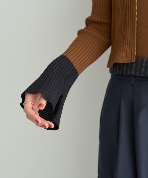 YECCA VECCA（イェッカヴェッカ）の「【2点SET】キャミセット襟付きZIPカーディガン（カーディガン/ボレロ・レディース・キャメル/アイボリー/ブラック・FREE）」の20枚目の写真