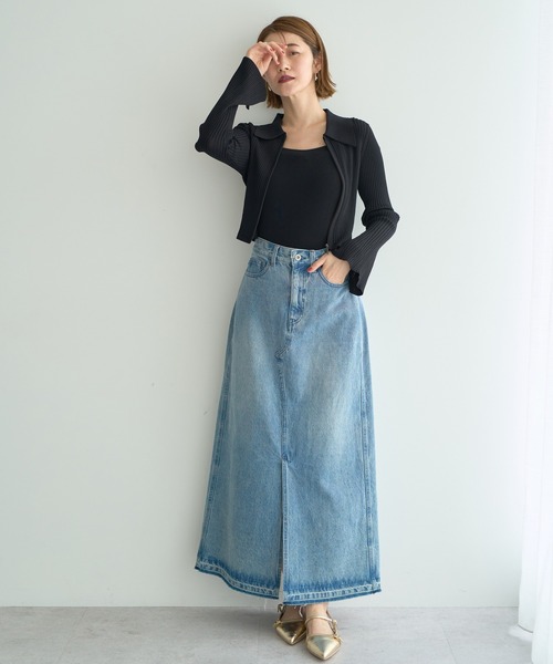 YECCA VECCA（イェッカヴェッカ）の「【2点SET】キャミセット襟付きZIPカーディガン（カーディガン/ボレロ・レディース・キャメル/アイボリー/ブラック・FREE）」の5枚目の写真