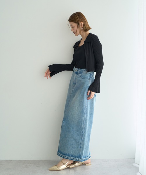 YECCA VECCA（イェッカヴェッカ）の「【2点SET】キャミセット襟付きZIPカーディガン（カーディガン/ボレロ・レディース・キャメル/アイボリー/ブラック・FREE）」の7枚目の写真