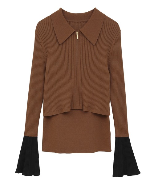 YECCA VECCA（イェッカヴェッカ）の「【2点SET】キャミセット襟付きZIPカーディガン（カーディガン/ボレロ・レディース・キャメル/アイボリー/ブラック・FREE）」の21枚目の写真