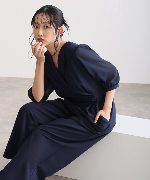 【オケージョン】【結婚式】【パーティ】シースルー フリル オールインワン オケージョン】【結婚式】【パーティ】シースルー フリル