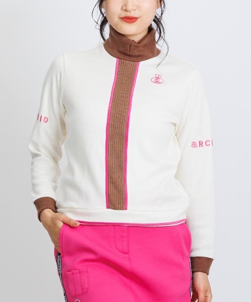 archivio(アルチビオ)の「<LADIES>フロントラインニットソー(Tシャツ/カットソー・レディース・ブラック/ホワイト×ブラウン/ホワイト×グレー/ピンク・S/M/L)」の3枚目の写真