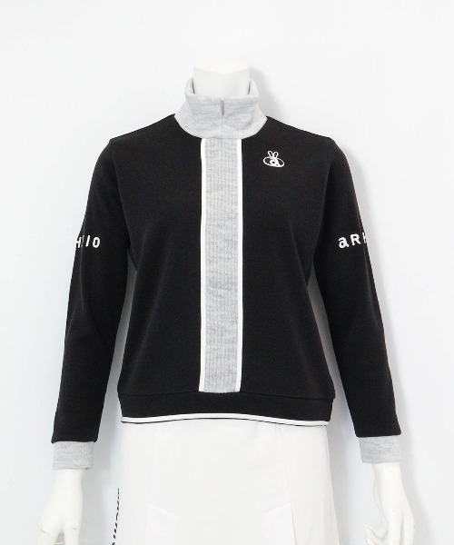 archivio(アルチビオ)の「<LADIES>フロントラインニットソー(Tシャツ/カットソー・レディース・ブラック/ホワイト×ブラウン/ホワイト×グレー/ピンク・S/M/L)」の1枚目の写真
