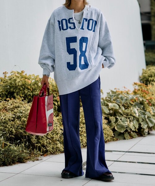 etsinta(エシンタ)の「etsintaリメイクスキッパースウェット(スウェット・レディース・ライトグレー/ブラック/レッド・ONE SIZE)」の4枚目の写真