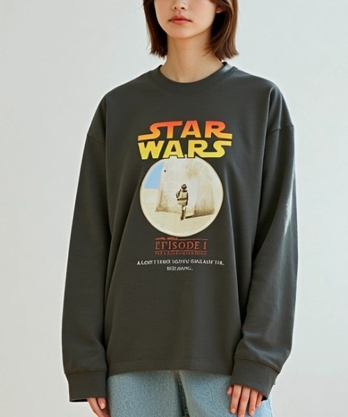 STAR WARS(スターウォーズ)の「STARWARS/スターウォーズ EPISODEⅠフォト ポスター エンドロールプリントロンT 長袖 ロングスリーブTシャツ レディース メンズ(Tシャツ/カットソー・メンズ・ブラック系その他/スミクロ・LL/M/L)」の14枚目の写真
