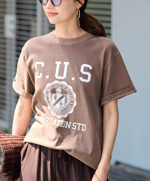 FRAMeWORK(フレームワーク)の「≪追加≫GULFCOAST SPORTSWEAR 別注CREW TEE 2(Tシャツ/カットソー・レディース・ブラック/ブラウン/ボルドー・FREE)」の1枚目の写真