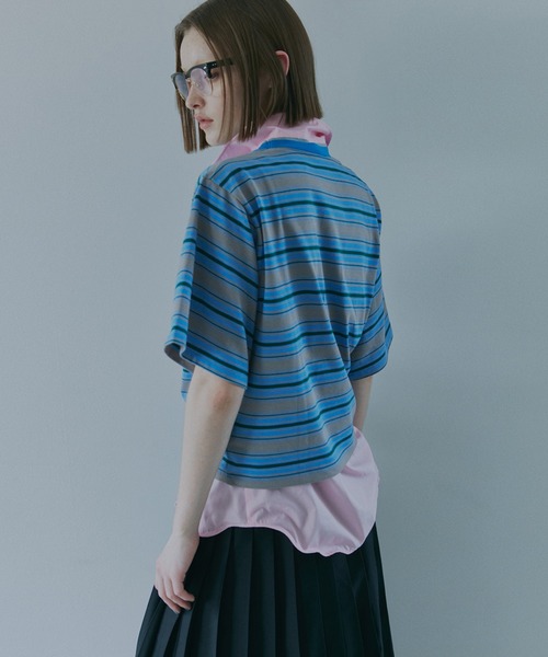 LE CIEL BLEU（ルシェルブルー）の「リラックスフィットストライプTシャツ / Relaxed Fit Striped T-Shirt（Tシャツ/カットソー・レディース・ターコイズブルー/ブラック/ライトブルー/グリーン・36）」の4枚目の写真