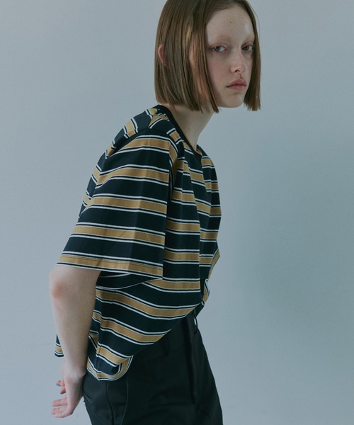 LE CIEL BLEU（ルシェルブルー）の「リラックスフィットストライプTシャツ / Relaxed Fit Striped T-Shirt（Tシャツ/カットソー・レディース・ターコイズブルー/ブラック/ライトブルー/グリーン・36）」の5枚目の写真