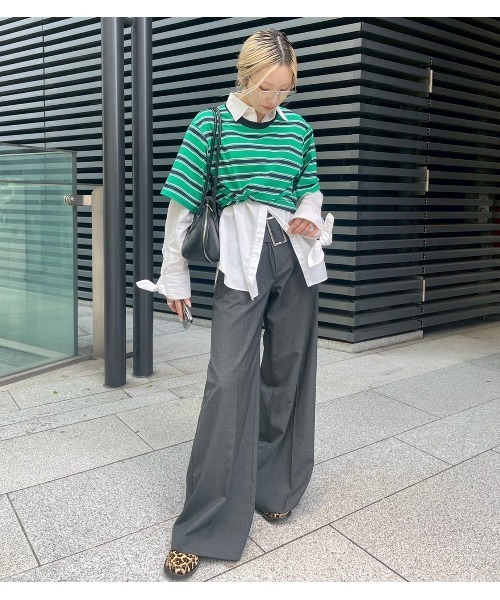 LE CIEL BLEU（ルシェルブルー）の「リラックスフィットストライプTシャツ / Relaxed Fit Striped T-Shirt（Tシャツ/カットソー・レディース・ターコイズブルー/ブラック/ライトブルー/グリーン・36）」の22枚目の写真