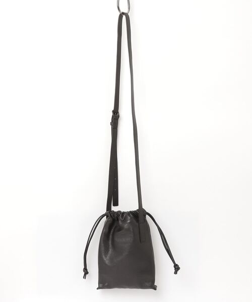 PATRICK STEPHAN(パトリックステファン)の「パトリック ステファン / Leather cell phone bag 'drawstring' ショルダーバッグ スマートフォンケース 巾着(ショルダーバッグ・メンズ・チャコールグレー/ブラック/ベージュ・FREE)」の4枚目の写真