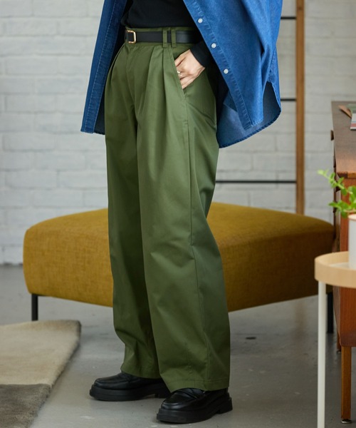 ハイウエストワイドイージータックカーブパンツ〈マシンウォッシャブル